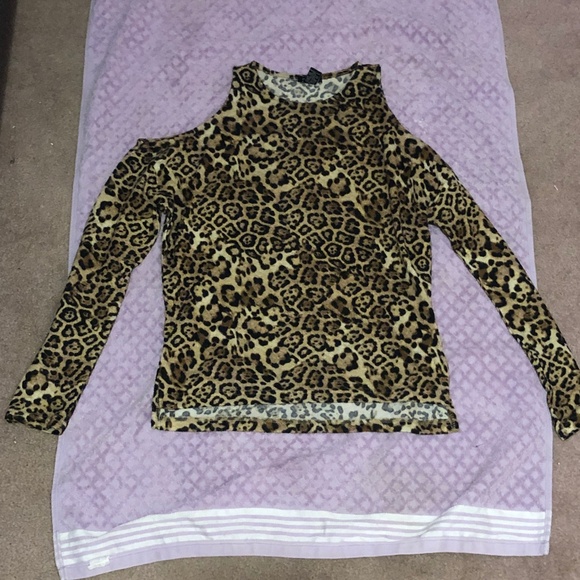 Girls Night Out Warm Felt Sexy Leopard Print Cheetah Long Sleeves thermal Top - Picture 12 of 16